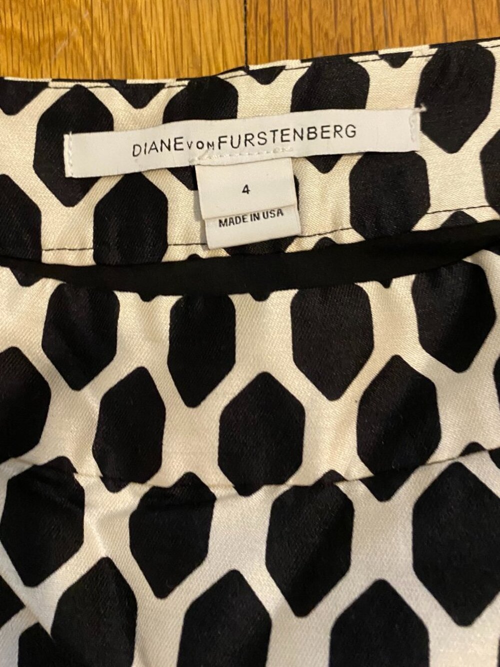 (DVF) Diane Von Fürstenberg Sz 4 Women Wool/Silk A-Line Flare Skirt B/W Pockets - Picture 4 of 9